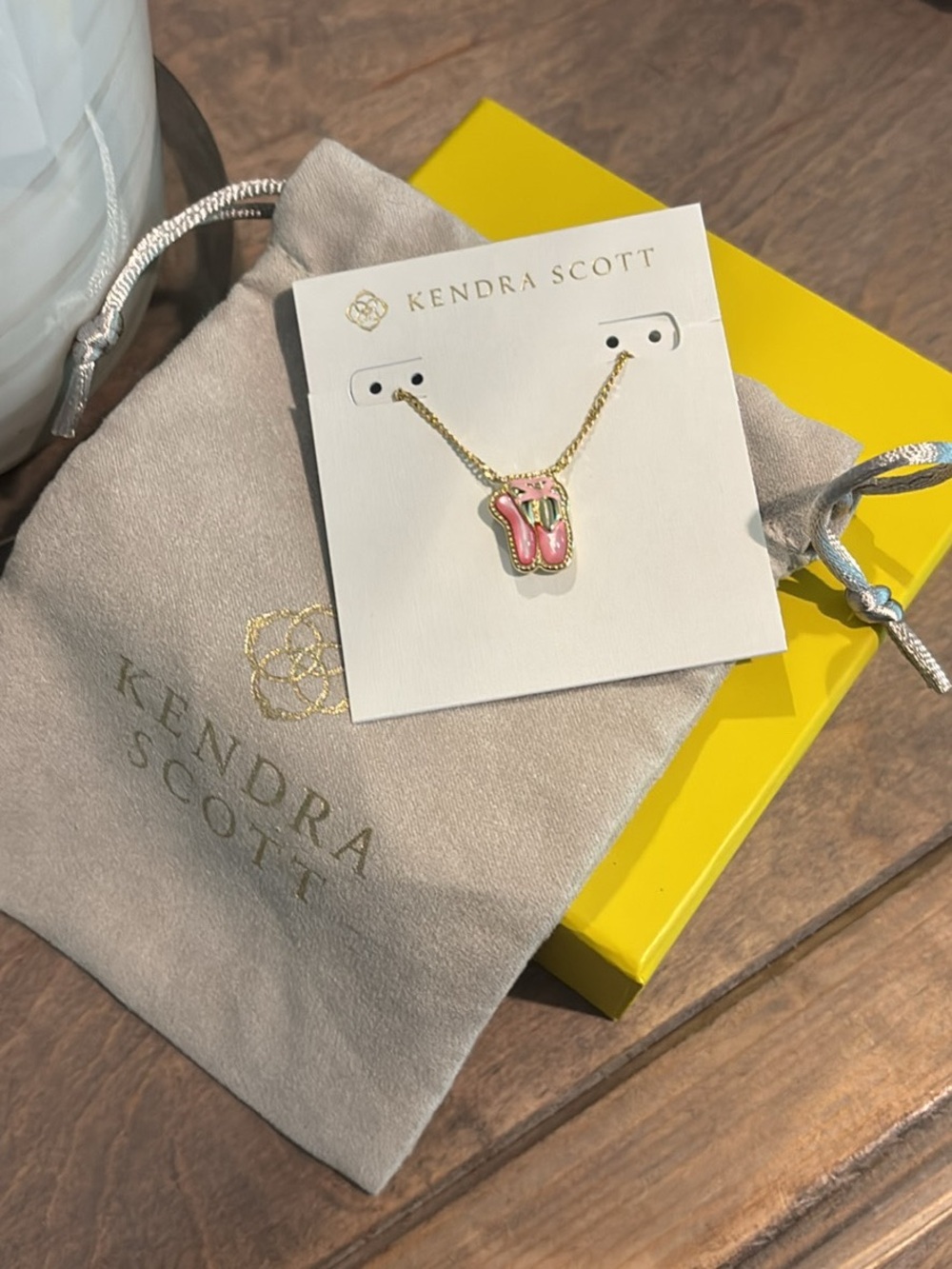 Kendra Scott Gold Necklace with Pink ballet slipper Pendant